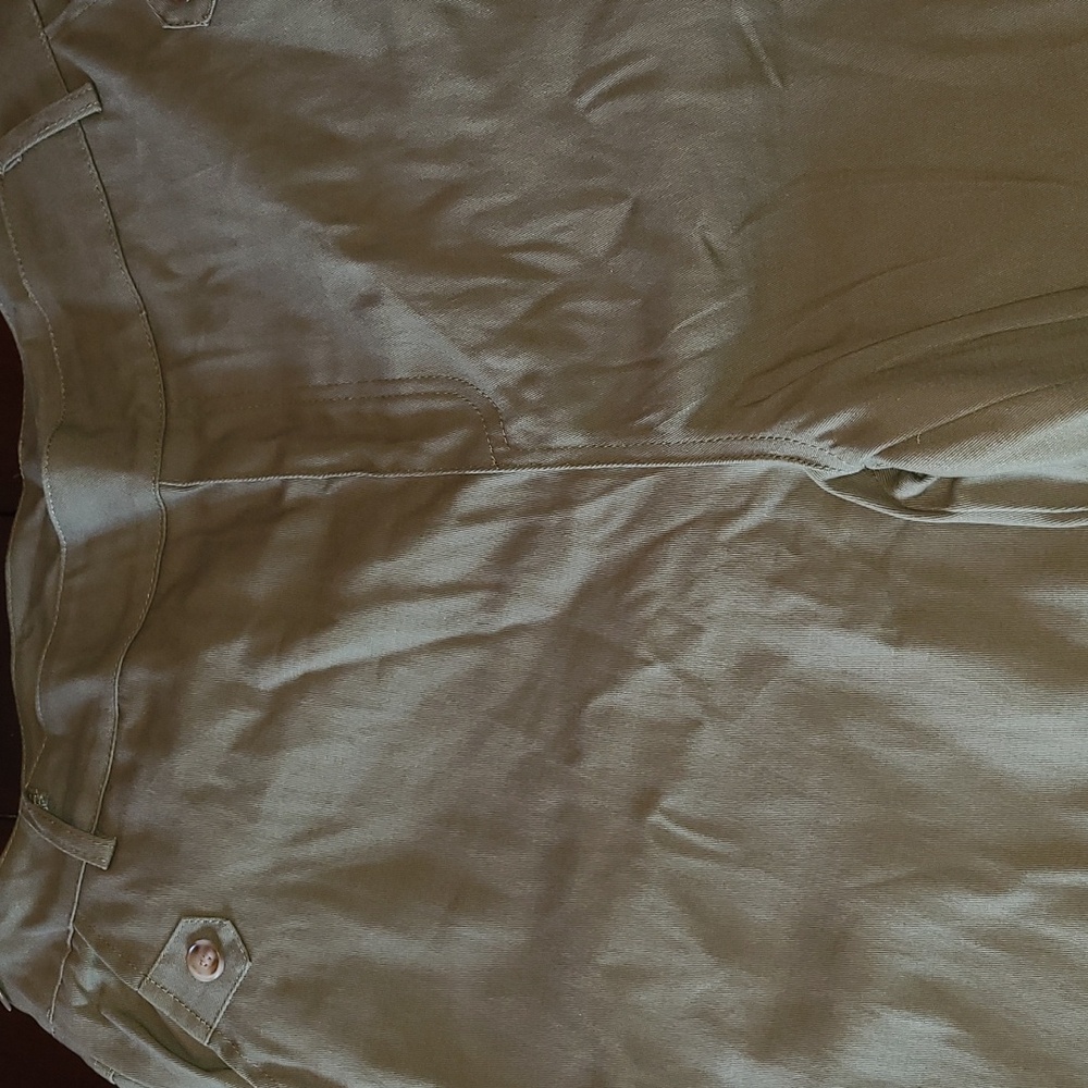 Army Green High Waisted Wide Leg Cropped Bottoms - Picture 6 of 8